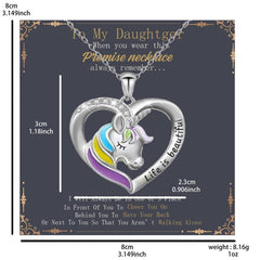 Unicorn Necklace Rainbow Heart Pendant for Parties Banquets Birthday Cards