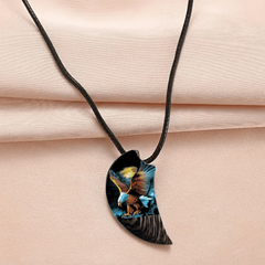 Retro Eagle & Moon Necklace Men Women Banquet Party Jewelry