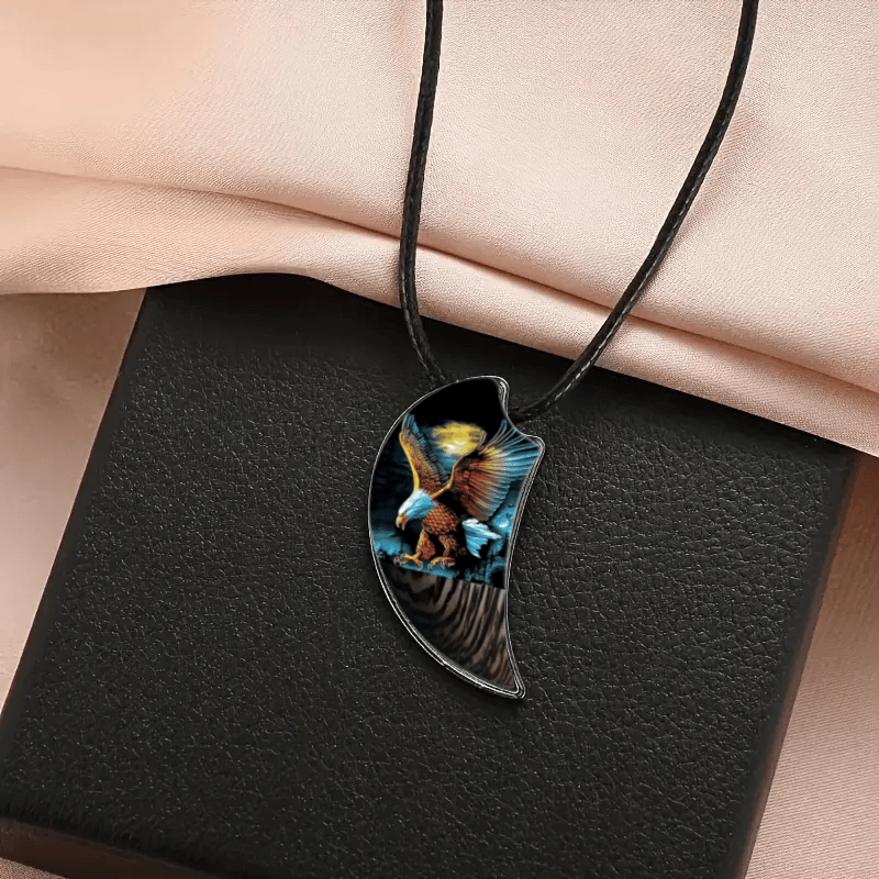 Retro Eagle & Moon Necklace Men Women Banquet Party Jewelry