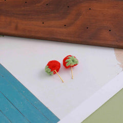 Hand woven Mini Strawberry Earrings Set