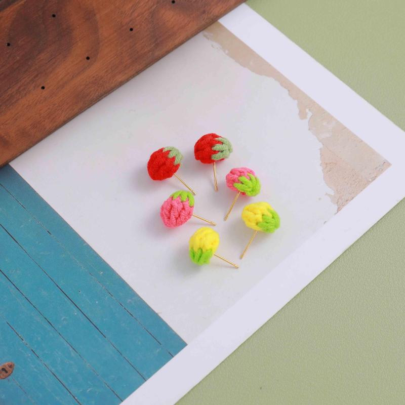 Hand woven Mini Strawberry Earrings Set