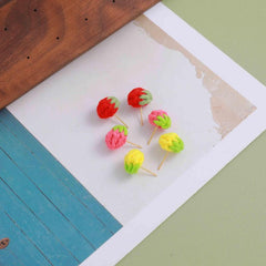Hand woven Mini Strawberry Earrings Set