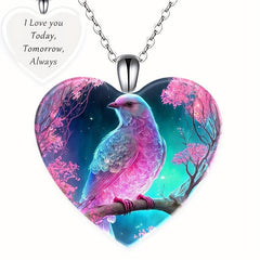Love Crystal Pendant Necklace Dream Bird English Birthday Gift