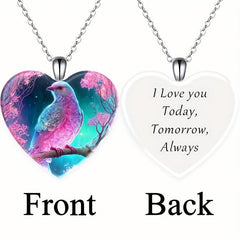 Love Crystal Pendant Necklace Dream Bird English Birthday Gift