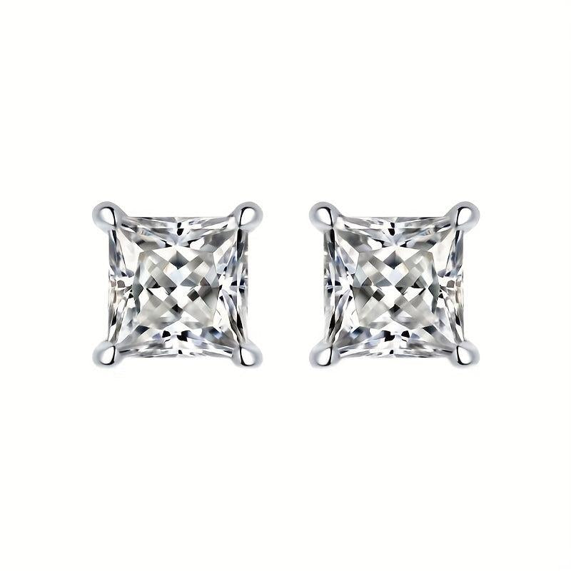 Moissanite Princess Cut Earing Ear Stud S925 Sterling Silver