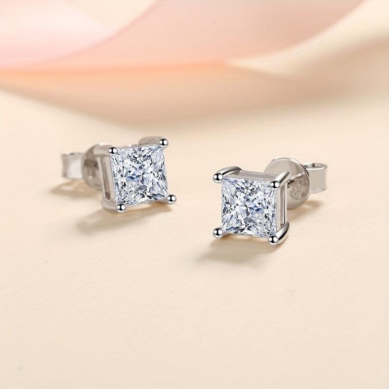 Moissanite Princess Cut Earing Ear Stud S925 Sterling Silver