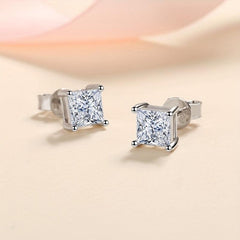 Moissanite Princess Cut Earing Ear Stud S925 Sterling Silver