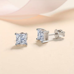 Moissanite Princess Cut Earing Ear Stud S925 Sterling Silver
