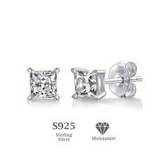 Moissanite Princess Cut Earing Ear Stud S925 Sterling Silver