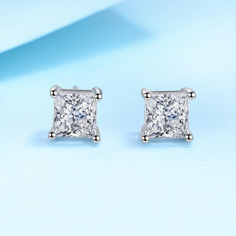 Moissanite Princess Cut Earing Ear Stud S925 Sterling Silver