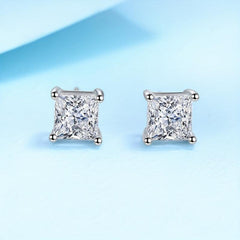 Moissanite Princess Cut Earing Ear Stud S925 Sterling Silver