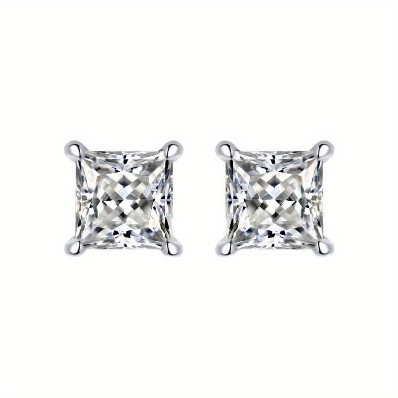 Moissanite Princess Cut Earing Ear Stud S925 Sterling Silver