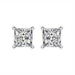 Moissanite Princess Cut Earing Ear Stud S925 Sterling Silver