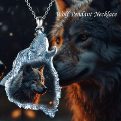 Gothic Wolf Crystal Pendant Necklace - Punk Hip Hop Animal Head Pendant