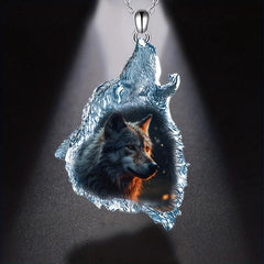 Gothic Wolf Crystal Pendant Necklace - Punk Hip Hop Animal Head Pendant