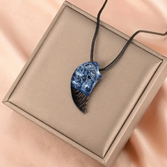 Retro Men Three Wolves Moon Shaped Necklace Banquet Party Jewelry