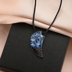 Retro Men Three Wolves Moon Shaped Necklace Banquet Party Jewelry