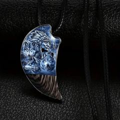 Retro Men Three Wolves Moon Shaped Necklace Banquet Party Jewelry