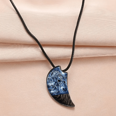 Retro Men Three Wolves Moon Shaped Necklace Banquet Party Jewelry