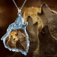 Wolf Triangle Crystal Pendant Necklace Animal Wolf Necklace Gift Men Women