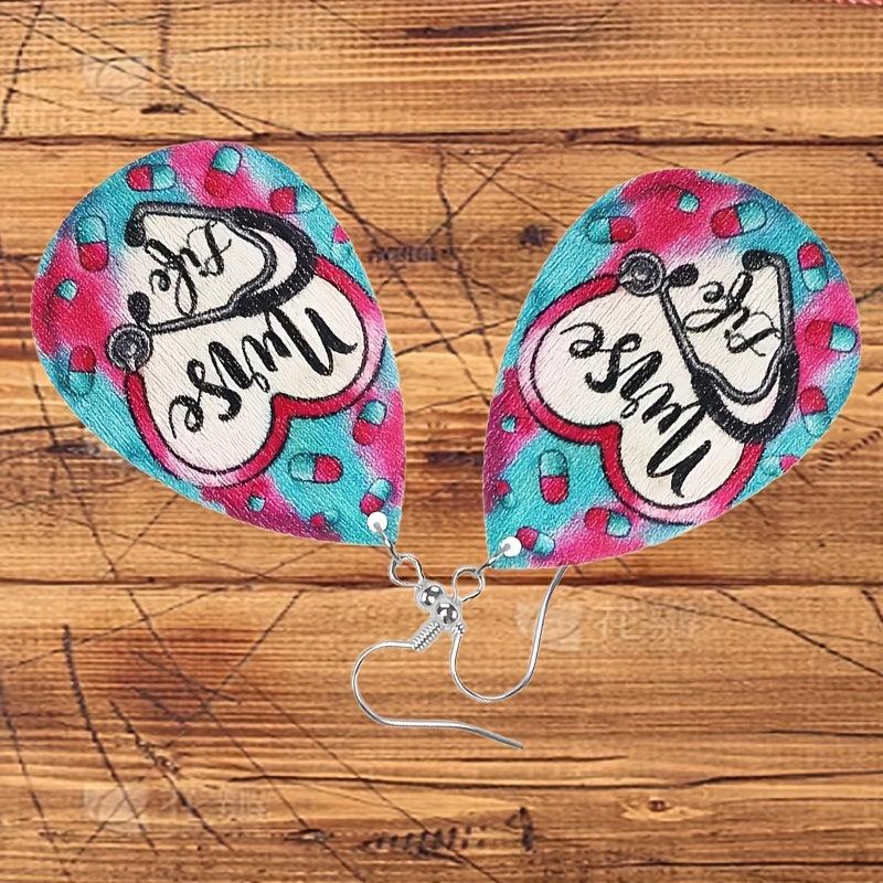 Nurses Wooden Droplet Earrings Toy Gift