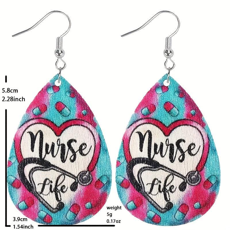 Nurses Wooden Droplet Earrings Toy Gift