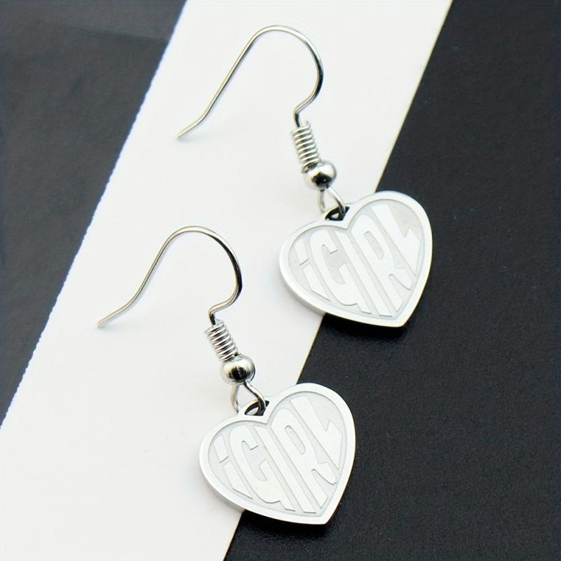 Heart Letter Earrings - Stainless Steel