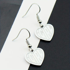 Heart Letter Earrings - Stainless Steel