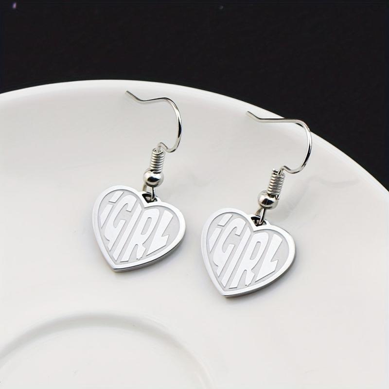 Heart Letter Earrings - Stainless Steel
