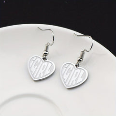 Heart Letter Earrings - Stainless Steel