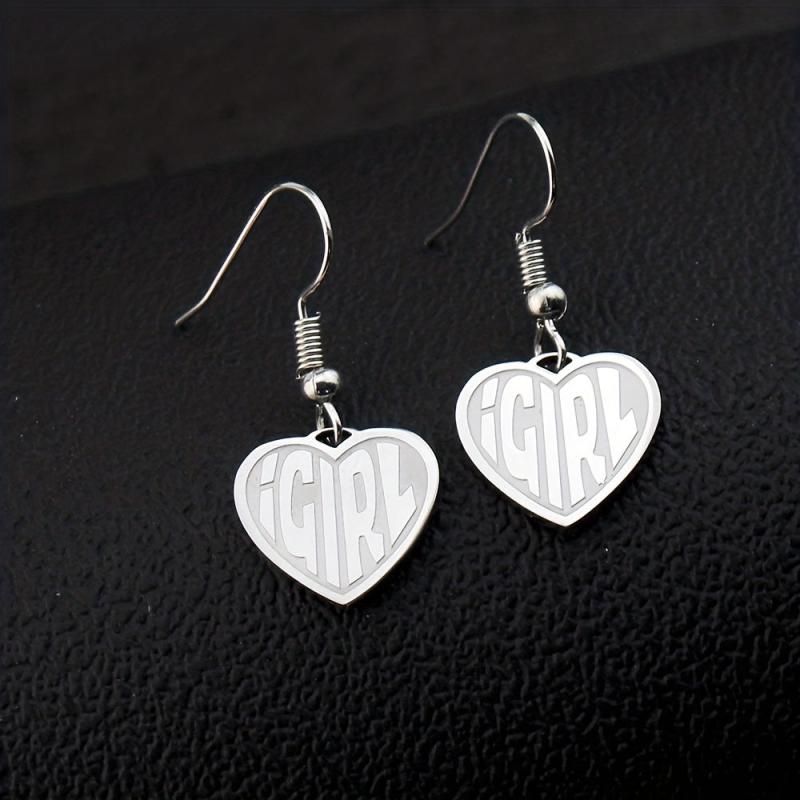 Heart Letter Earrings - Stainless Steel