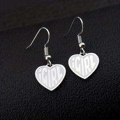 Heart Letter Earrings - Stainless Steel