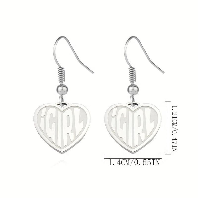 Heart Letter Earrings - Stainless Steel