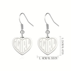 Heart Letter Earrings - Stainless Steel