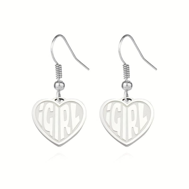 Heart Letter Earrings - Stainless Steel
