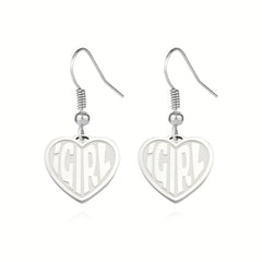Heart Letter Earrings - Stainless Steel