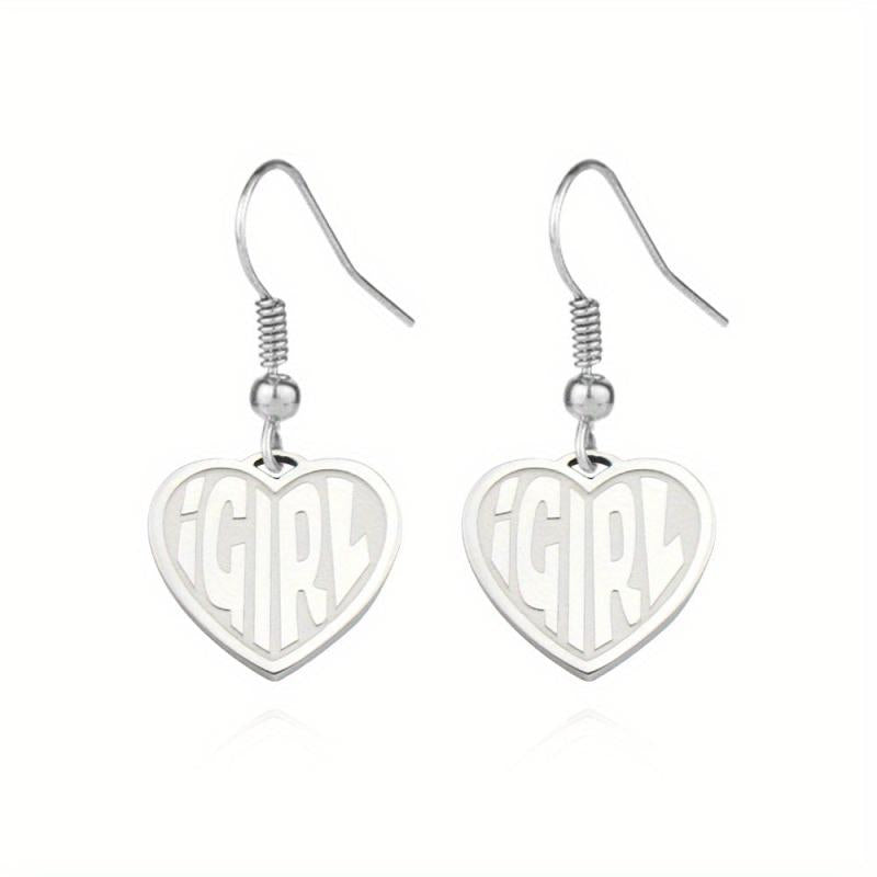 Heart Letter Earrings - Stainless Steel