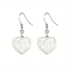 Heart Letter Earrings - Stainless Steel