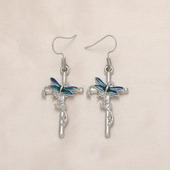 Dragonfly Cross Earrings Animal Jewelry for Girls