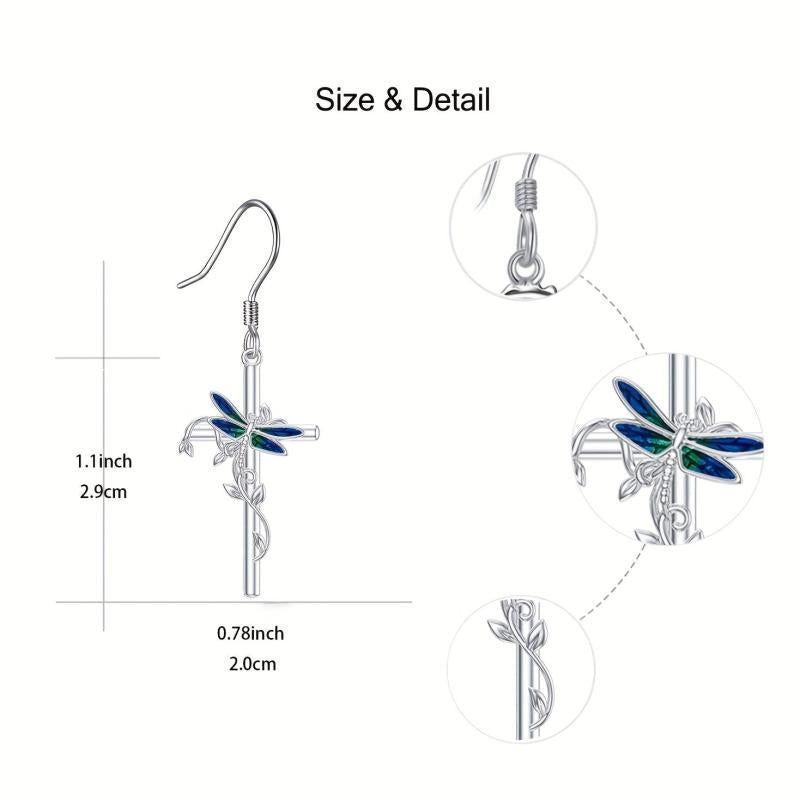 Dragonfly Cross Earrings Animal Jewelry for Girls
