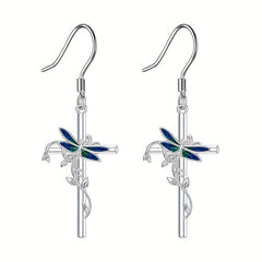Dragonfly Cross Earrings Animal Jewelry for Girls