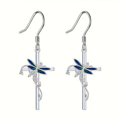 Dragonfly Cross Earrings Animal Jewelry for Girls