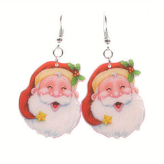 Santa Claus Dangle Earrings Women Jewelry Christmas Gift Party