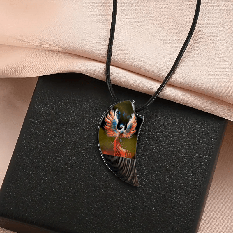 Retro Crow Phoenix Moon Necklace for Men Women Party Jewelry