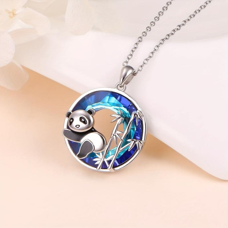 Delicate Panda Bamboo Pendant Necklace for Women