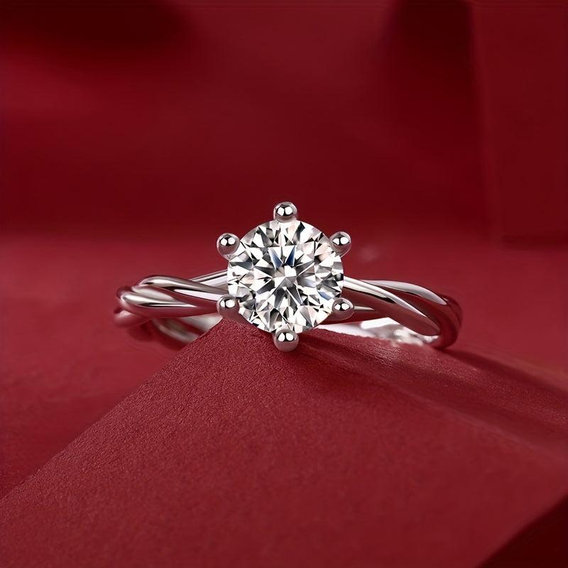 1ct Moissanite 925 Silver Women's Wedding Ring for Banquet Party Holiday