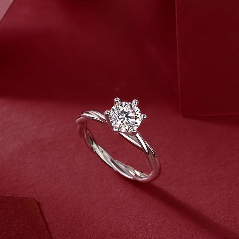 1ct Moissanite 925 Silver Women's Wedding Ring for Banquet Party Holiday