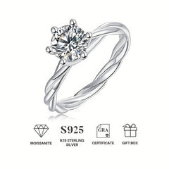 1ct Moissanite 925 Silver Women's Wedding Ring for Banquet Party Holiday