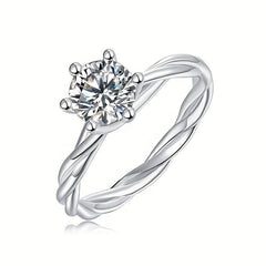 1ct Moissanite 925 Silver Women's Wedding Ring for Banquet Party Holiday