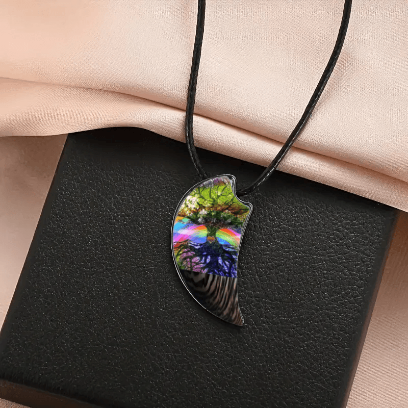 Tree Of Life Rainbow Moon Necklace Party Jewelry